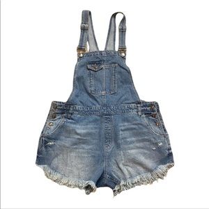 RUE+ Distressed Denim Shortalls Raw Hem Size 20W Brand New With Tags